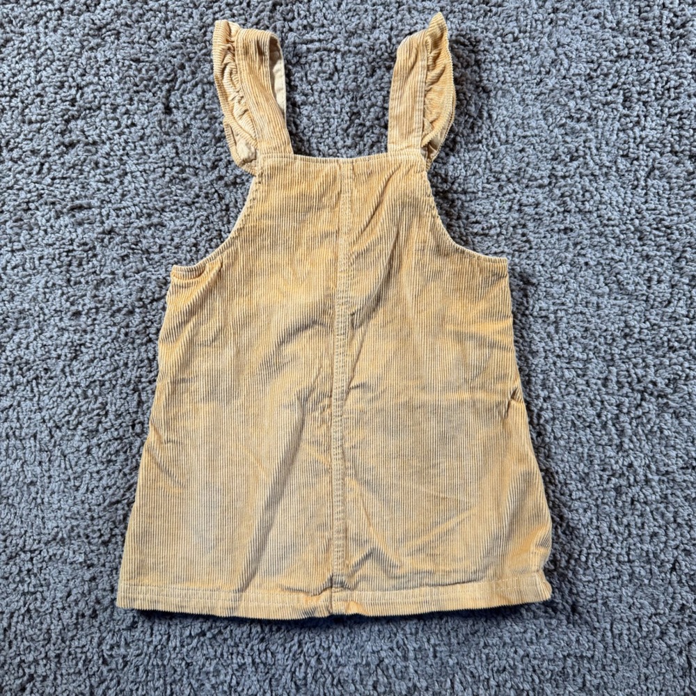 Carters Toddler Girls tan Corduroy Ruffle Pinafore Jumper Dress 18 cottagecore - Picture 2 of 4